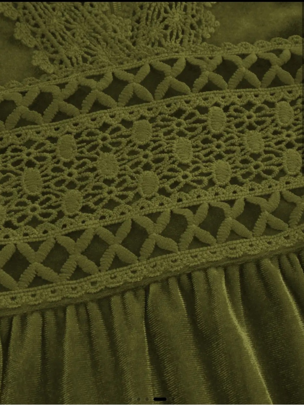 Cider Olive Green Velvet Lace-Trim Long Sleeve Dress - Picture 3 of 6